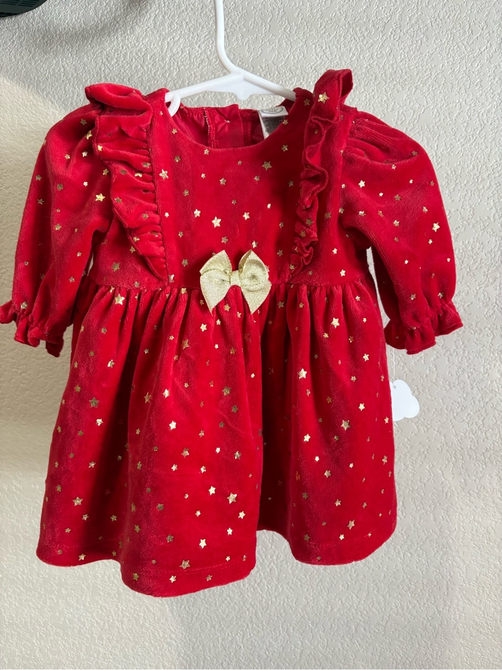 Little Me Red Velvet Baby Dress with Gold Stars
